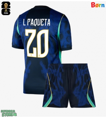 Brasilien Lucas Paqueta #20 Replika Babytøj Udebanesæt Børn VM 2026 Kortærmet (+ Korte bukser)